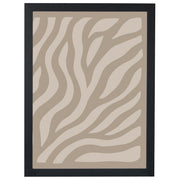 Soft Movement abstract print, rippling cream and taupe waves, in a black frame