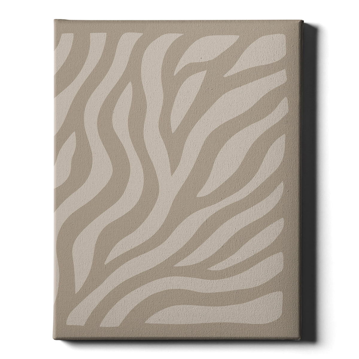 Soft Movement abstract print, rippling cream and taupe waves, on wrapped canvas