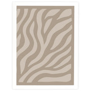 Soft Movement abstract print, rippling cream and taupe waves, in a white frame