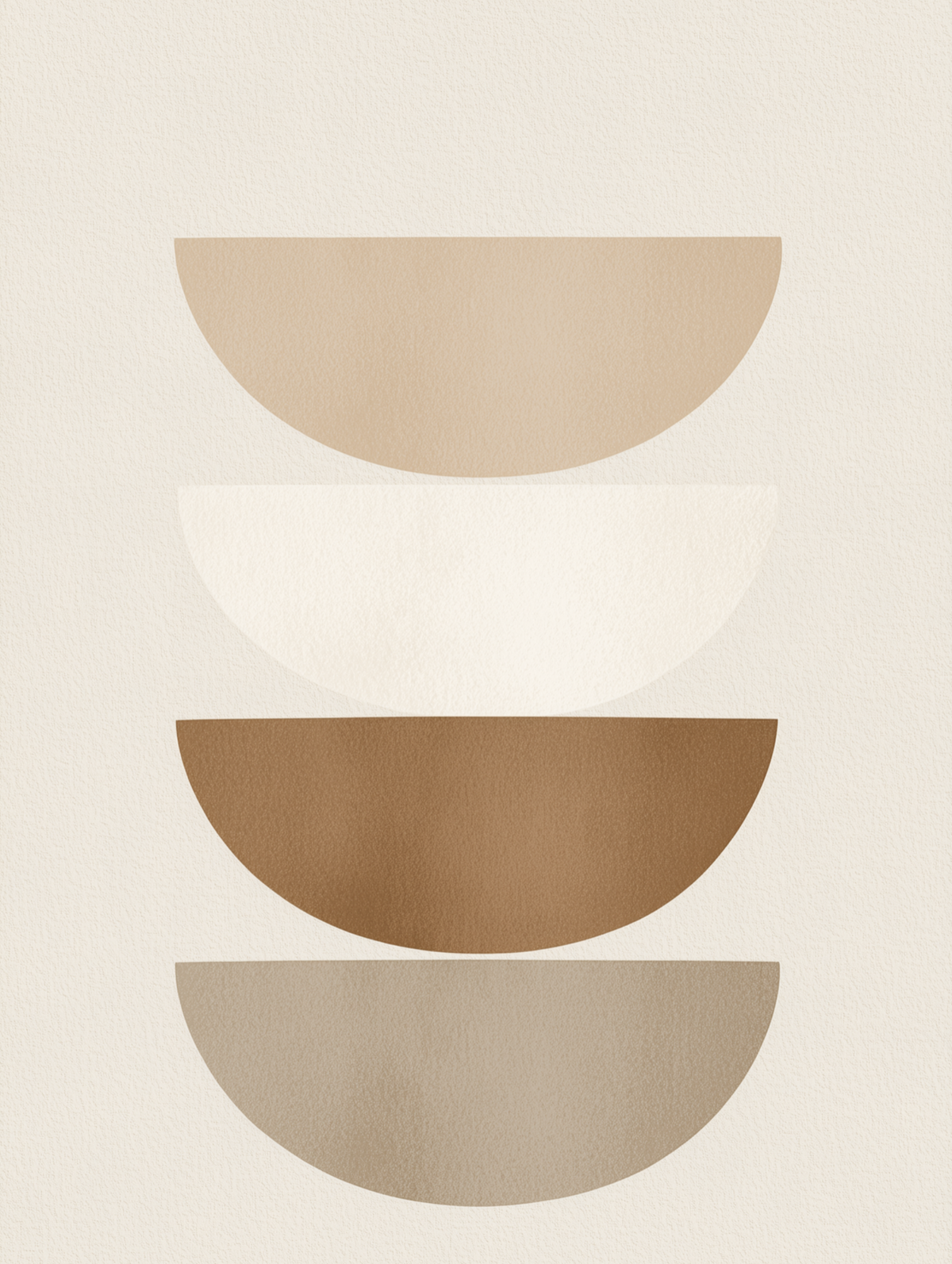 Balanced Layers abstract print, four stacked semicircles in beige and brown