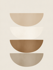Balanced Layers abstract print, four stacked semicircles in beige and brown