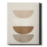 Balanced Layers abstract print, four stacked semicircles in beige and brown, on wrapped canvas