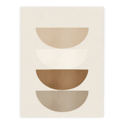 Balanced Layers abstract print, four stacked semicircles in beige and brown, unframed print