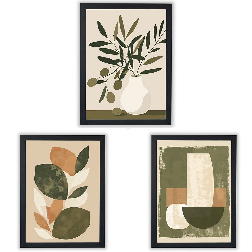 Olive Still Life | Set of 3 Botanical & Abstract Wall Art Prints