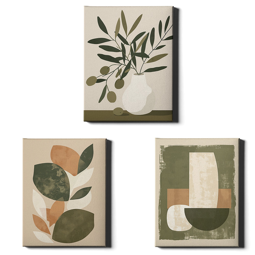 Olive Still Life | Set of 3 Botanical & Abstract Wall Art Prints