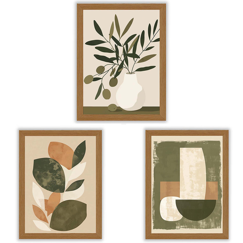 Olive Still Life | Set of 3 Botanical & Abstract Wall Art Prints