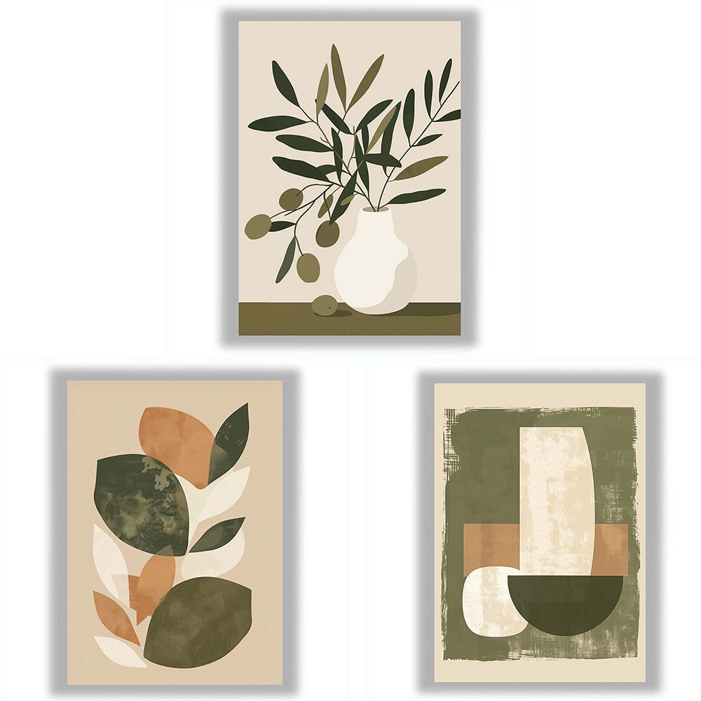 Olive Still Life | Set of 3 Botanical & Abstract Wall Art Prints