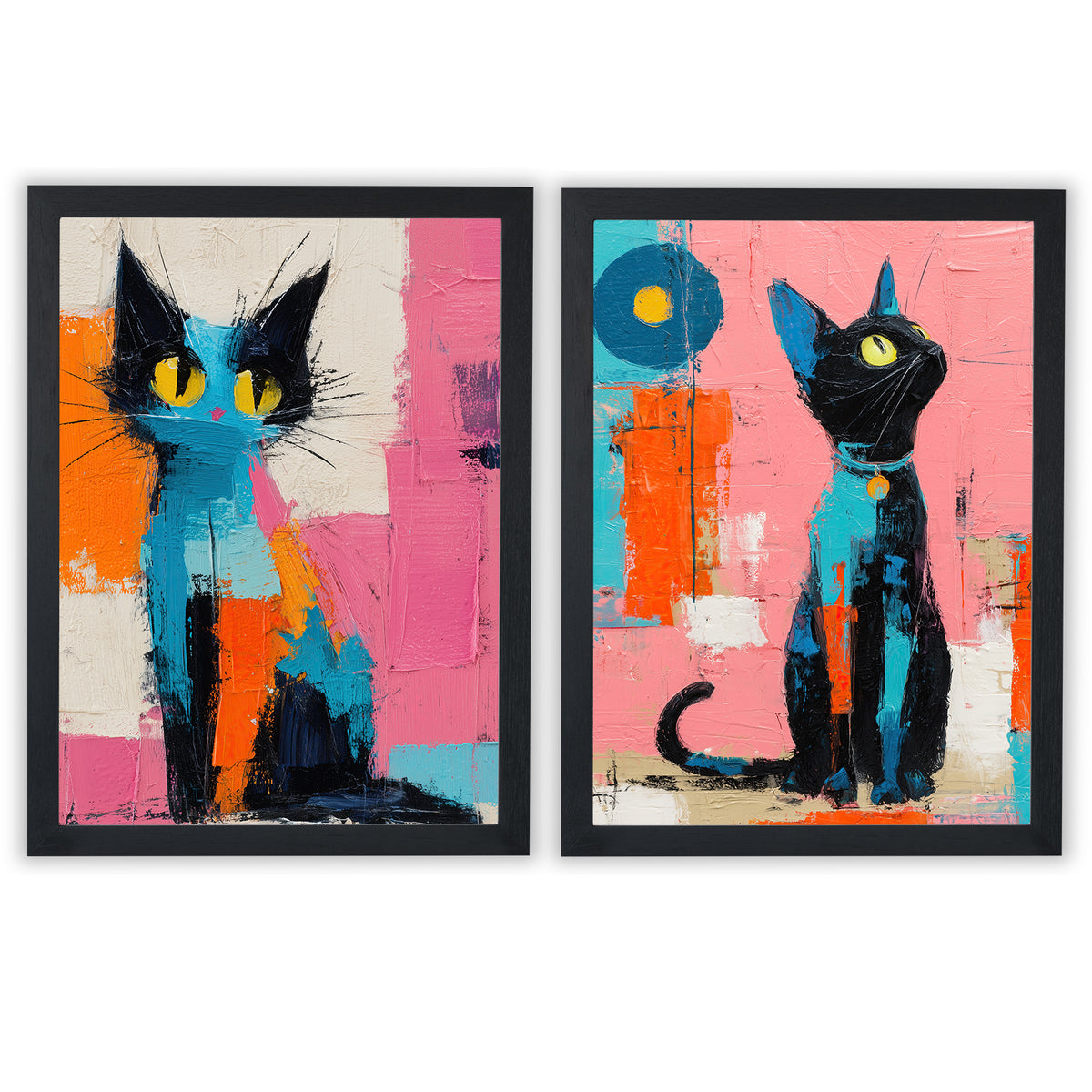 City Companions | Set of 2 Colourful Cat Prints