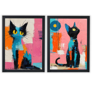 City Companions | Set of 2 Colourful Cat Prints