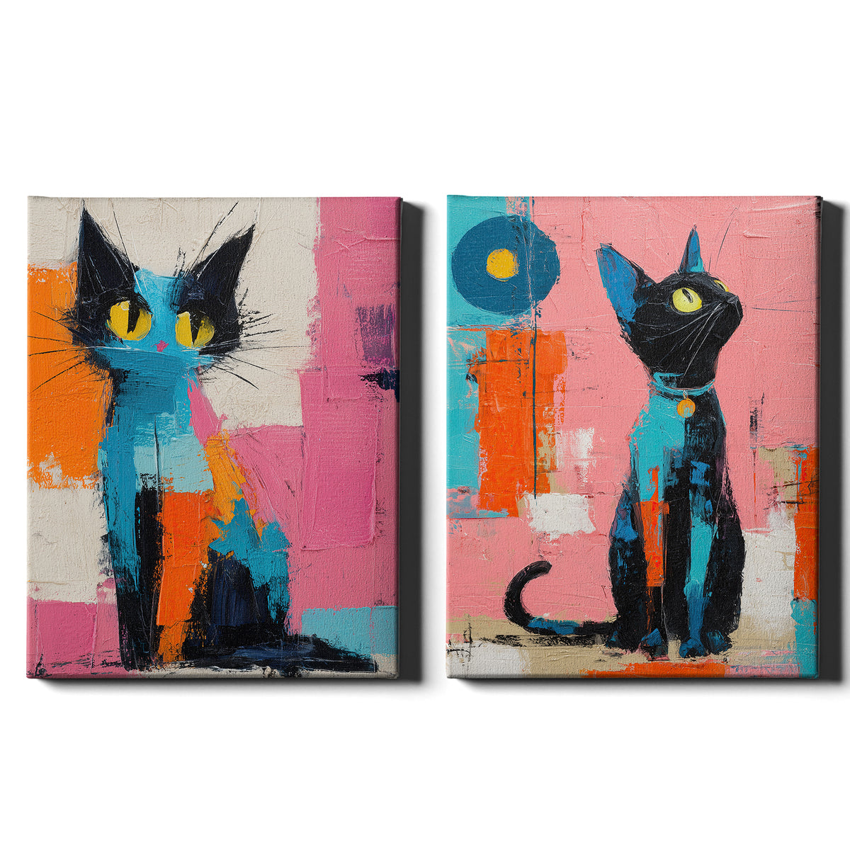 City Companions | Set of 2 Colourful Cat Prints