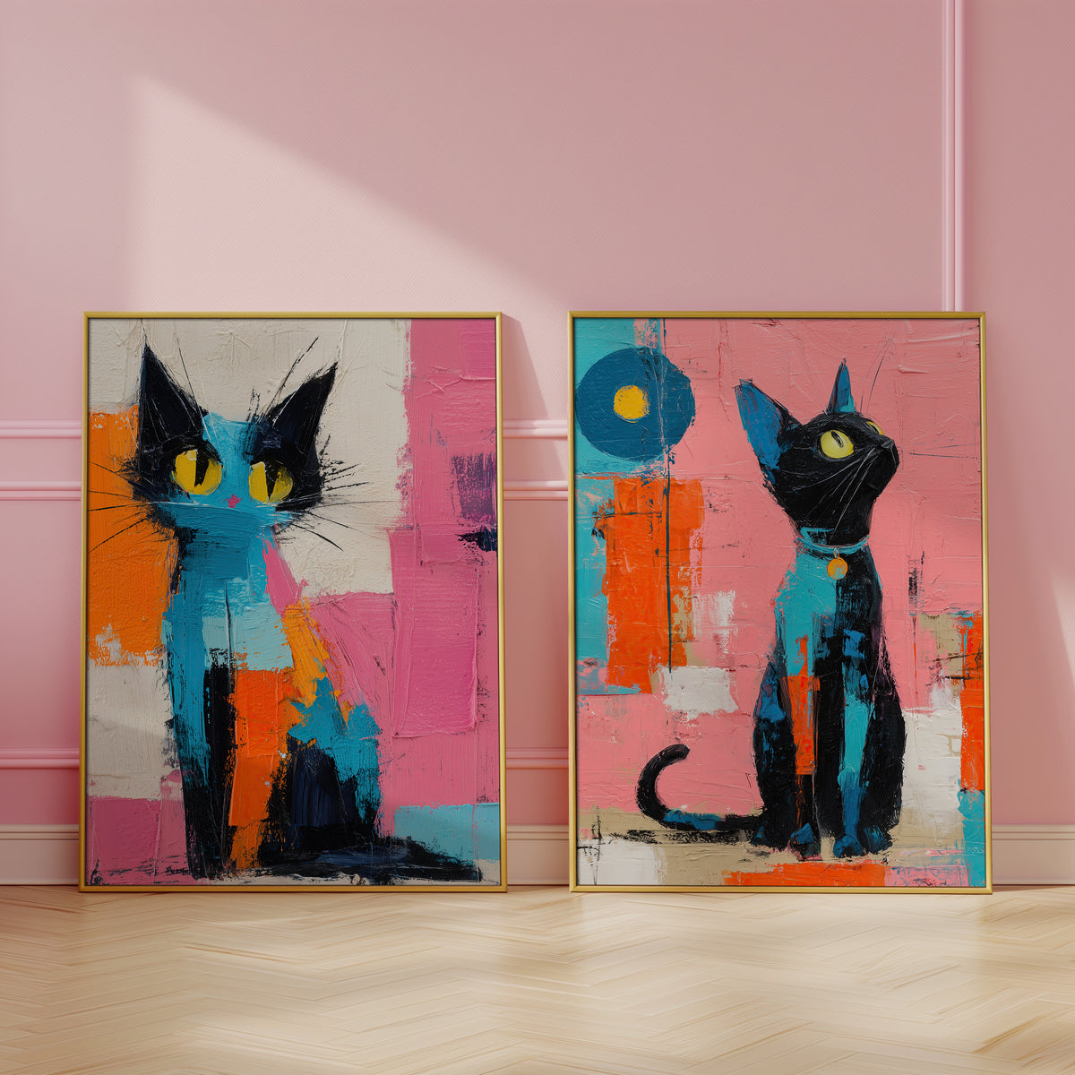 City Companions | Set of 2 Colourful Cat Prints