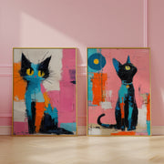 City Companions | Set of 2 Colourful Cat Prints