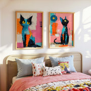 City Companions | Set of 2 Colourful Cat Prints
