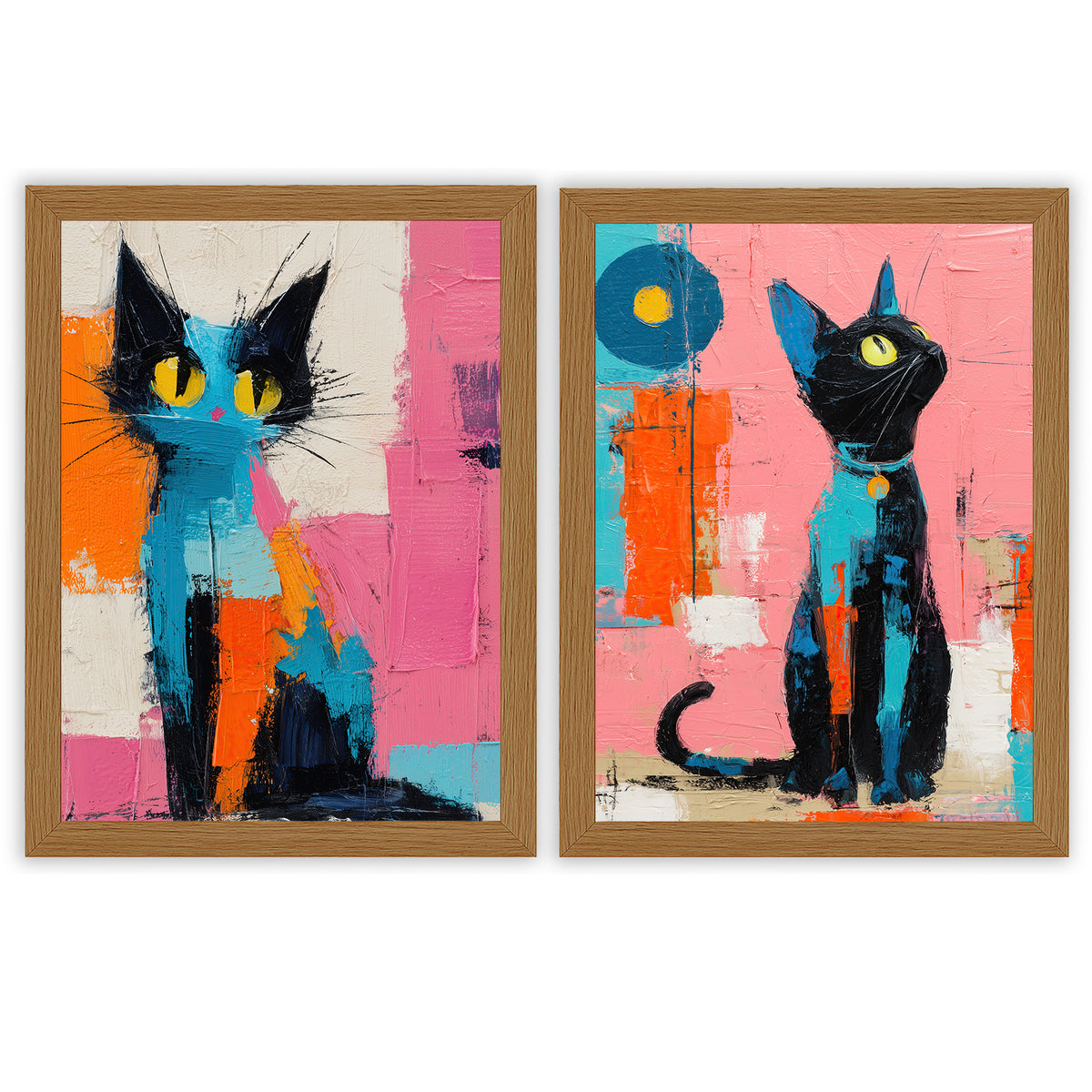 City Companions | Set of 2 Colourful Cat Prints
