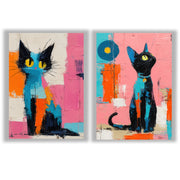 City Companions | Set of 2 Colourful Cat Prints