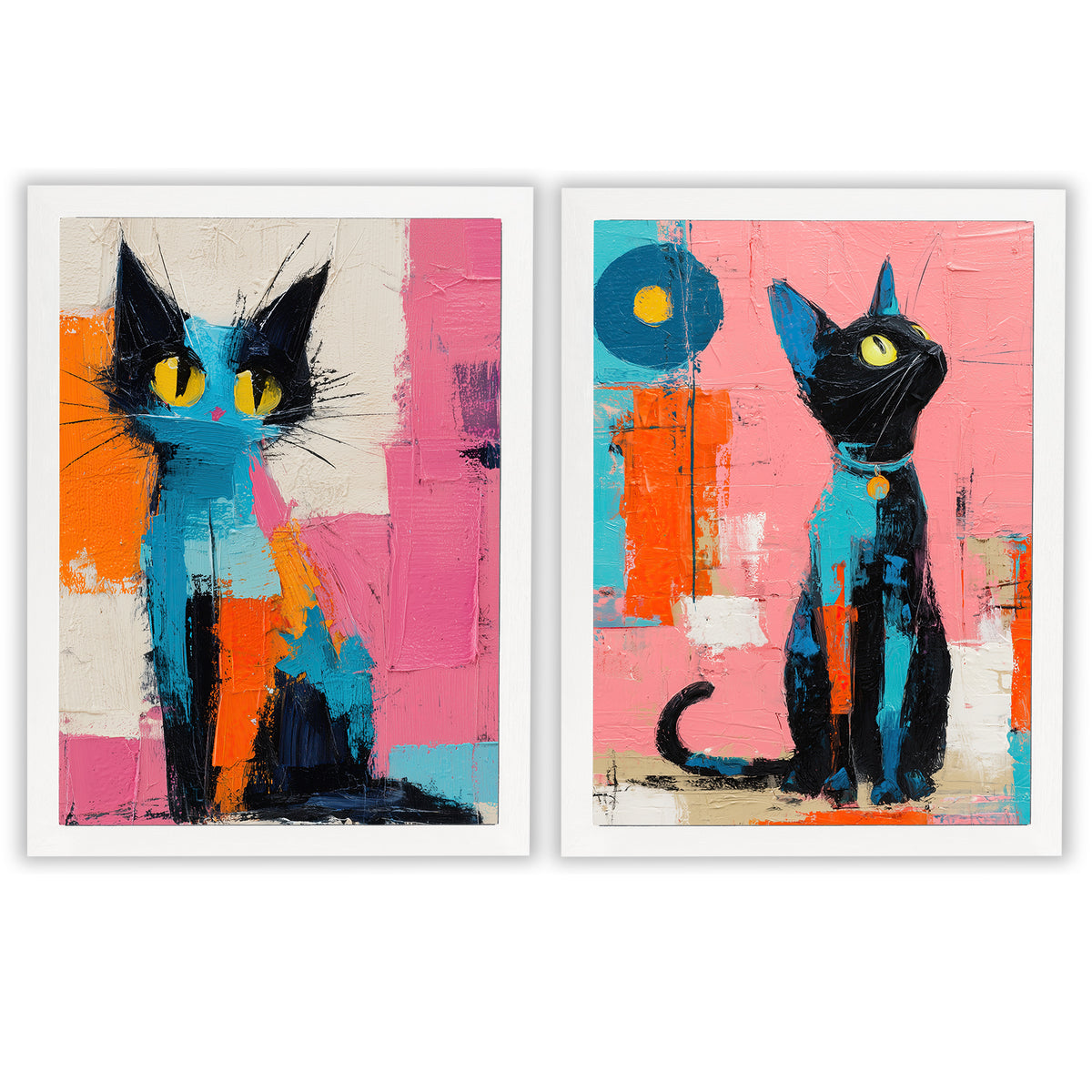 City Companions | Set of 2 Colourful Cat Prints