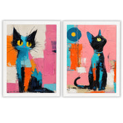 City Companions | Set of 2 Colourful Cat Prints