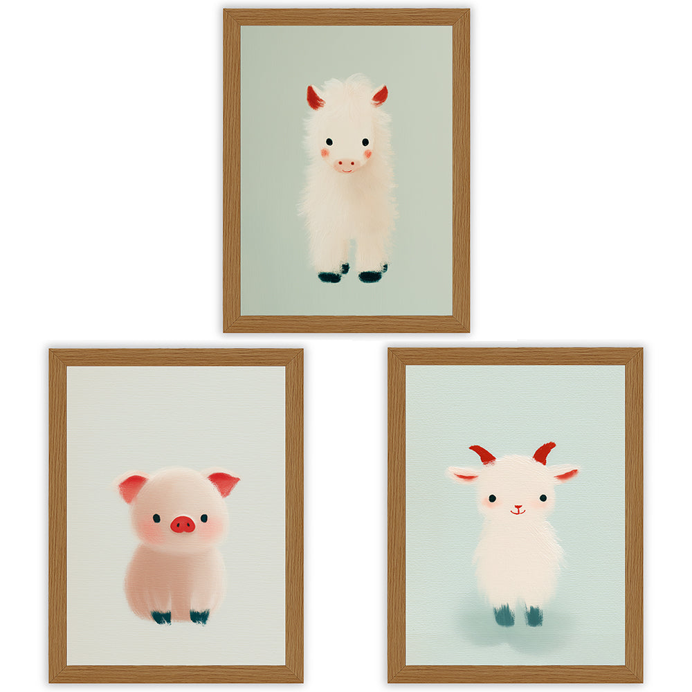 Farm Friends | Set of 3 Farm Animal Nursery Prints