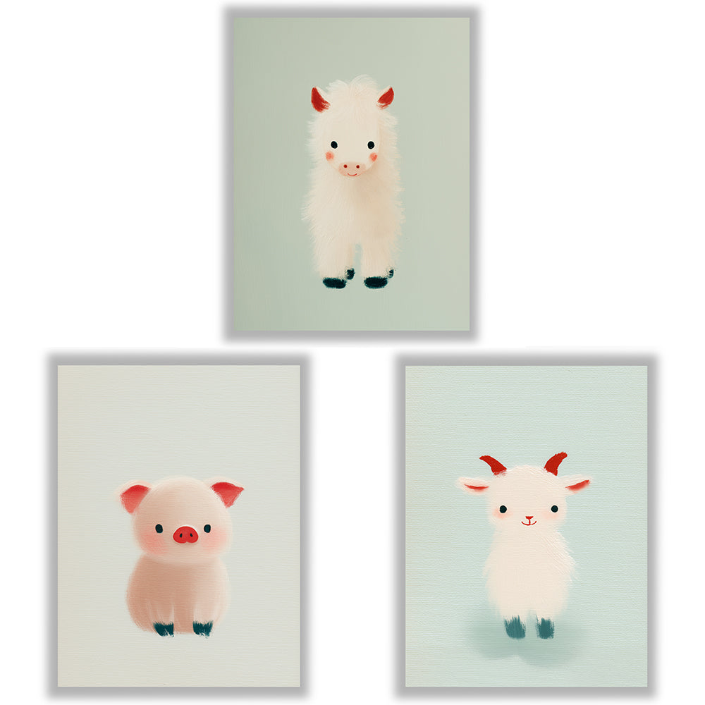 Farm Friends | Set of 3 Farm Animal Nursery Prints