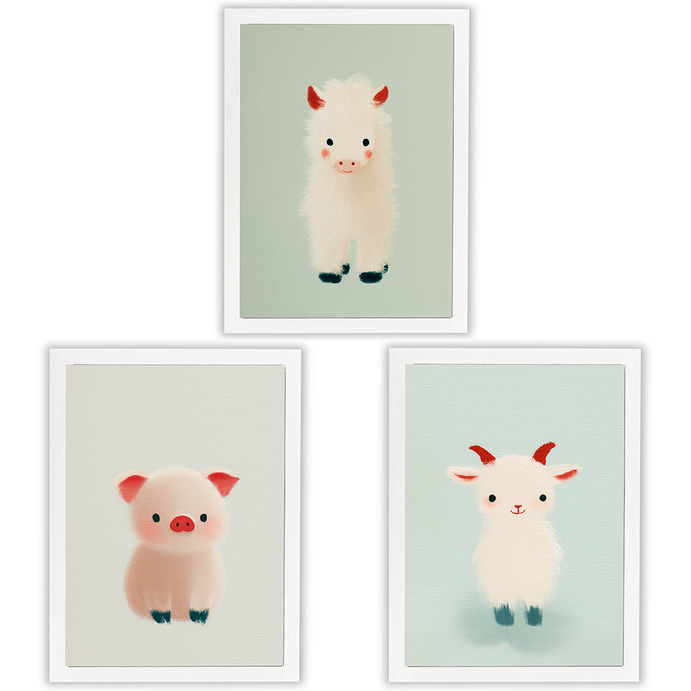 Farm Friends | Set of 3 Farm Animal Nursery Prints