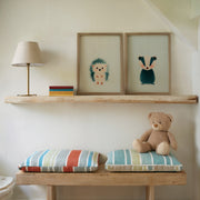 Woodland Whispers Set of 2 Prints featuring soft illustrated forest animals on warm cream backgrounds