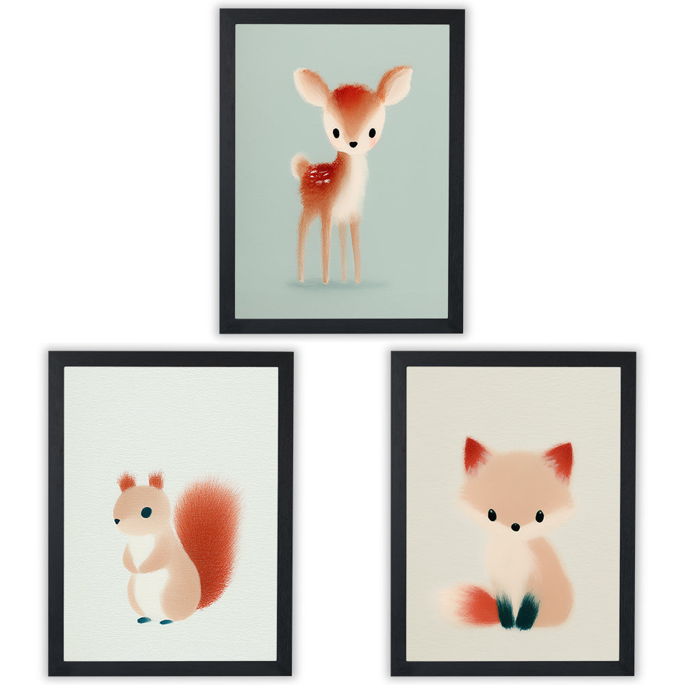 Woodland Whispers | Set of 3 Woodland Animal Nursery Prints