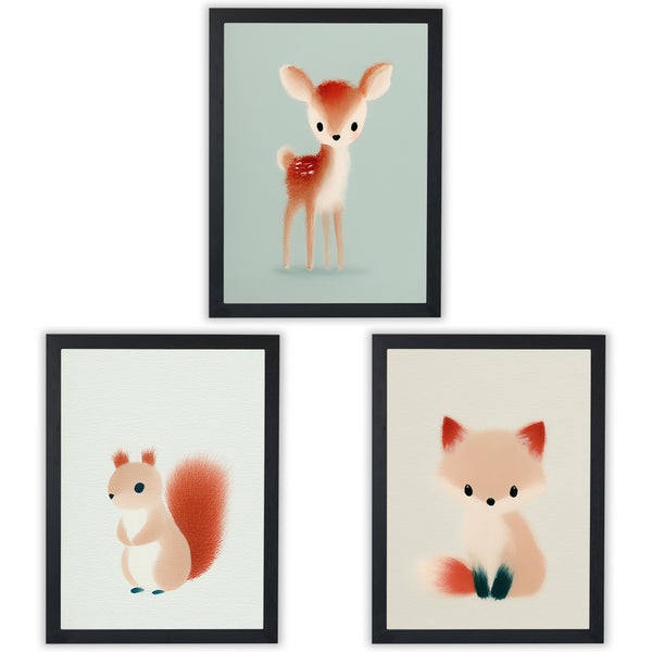Woodland Whispers | Set of 3 Woodland Animal Nursery Prints
