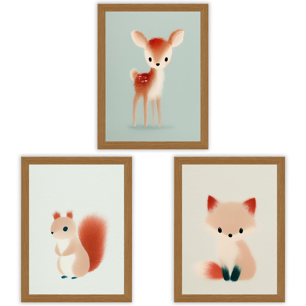 Woodland Whispers | Set of 3 Woodland Animal Nursery Prints