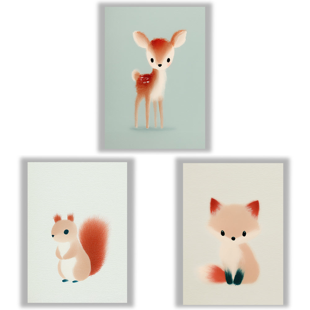Woodland Whispers | Set of 3 Woodland Animal Nursery Prints