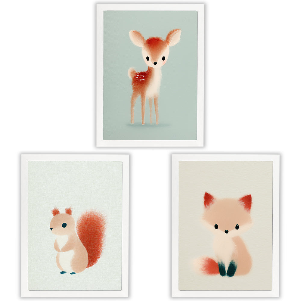Woodland Whispers | Set of 3 Woodland Animal Nursery Prints