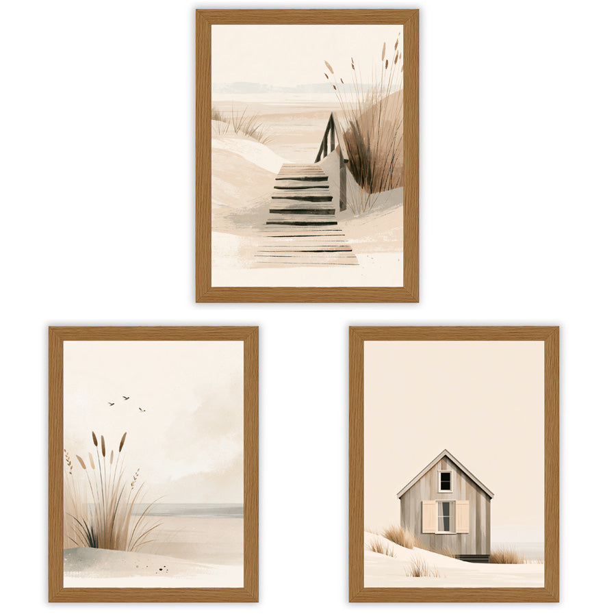 Coastal Calm | Set of 3 Neutral Coastal Wall Art Prints