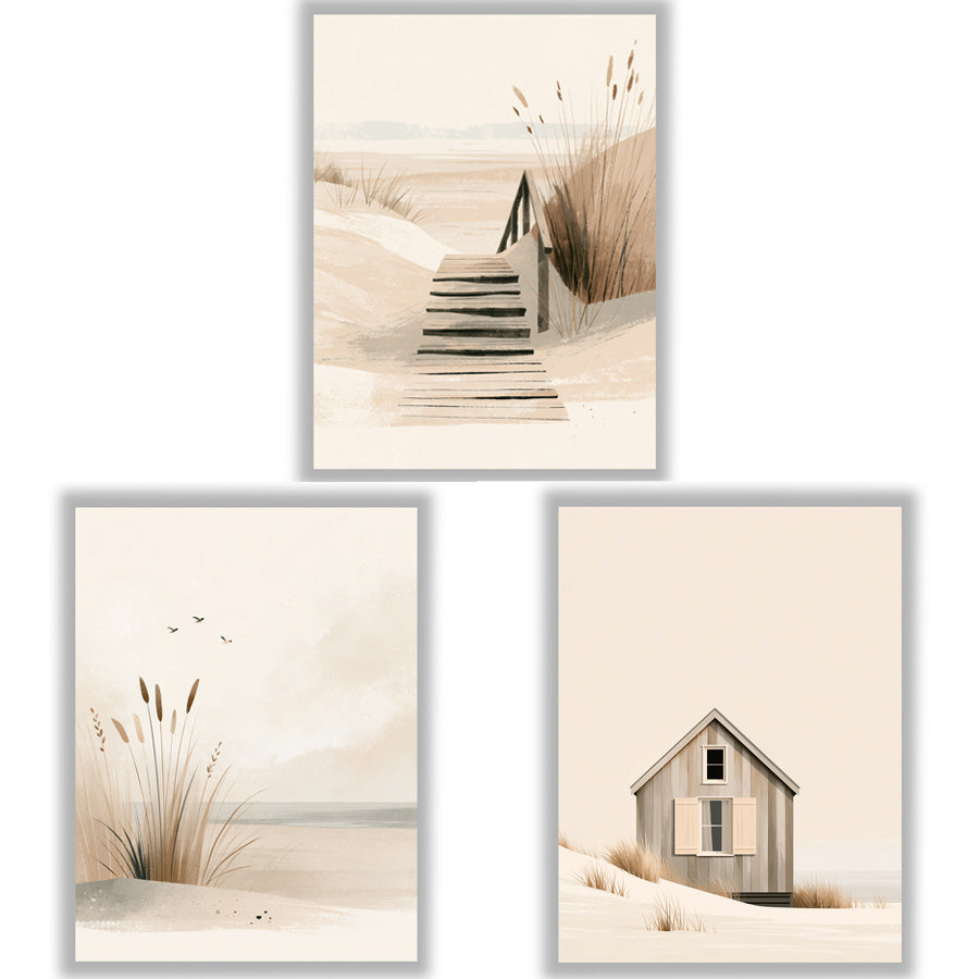 Coastal Calm | Set of 3 Neutral Coastal Wall Art Prints