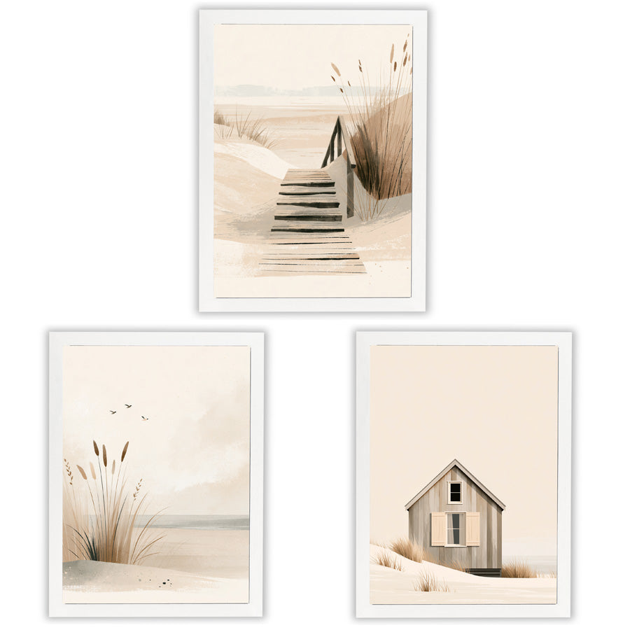 Coastal Calm | Set of 3 Neutral Coastal Wall Art Prints