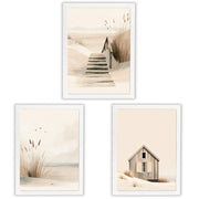Coastal Calm | Set of 3 Neutral Coastal Wall Art Prints