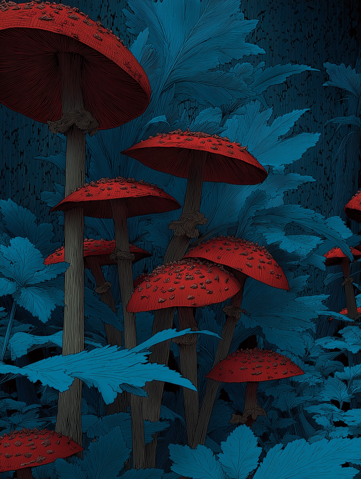 Midnight Botanica – Crimson Toadstools