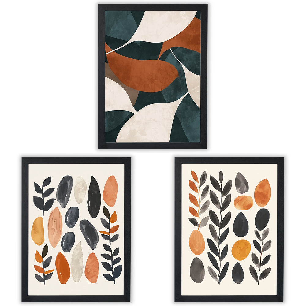 Leaf Mosaic | Set of 3 Botanical & Abstract Wall Art Prints