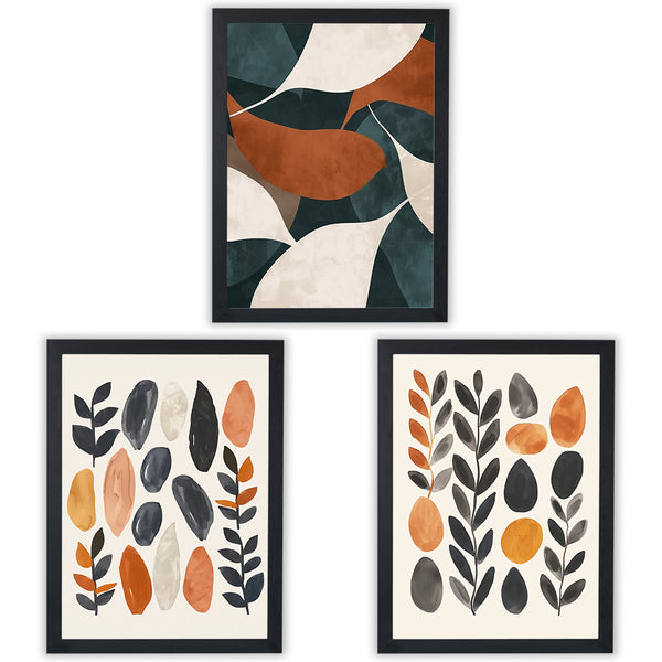 Leaf Mosaic | Set of 3 Botanical & Abstract Wall Art Prints