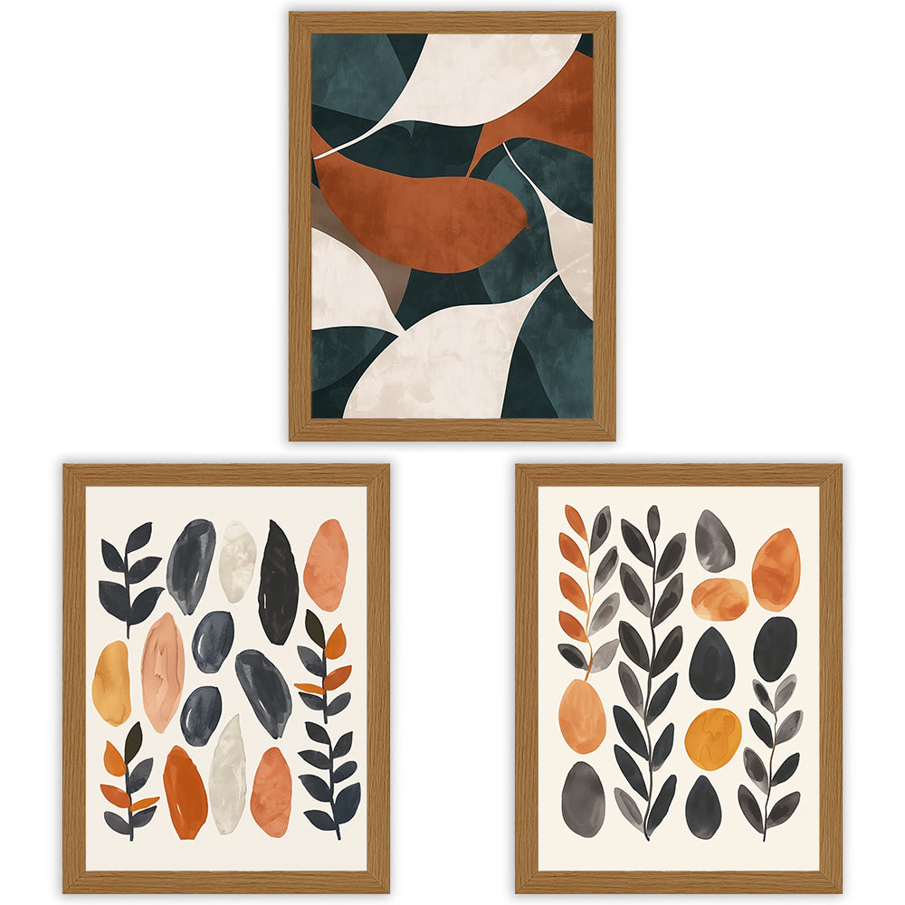 Leaf Mosaic | Set of 3 Botanical & Abstract Wall Art Prints