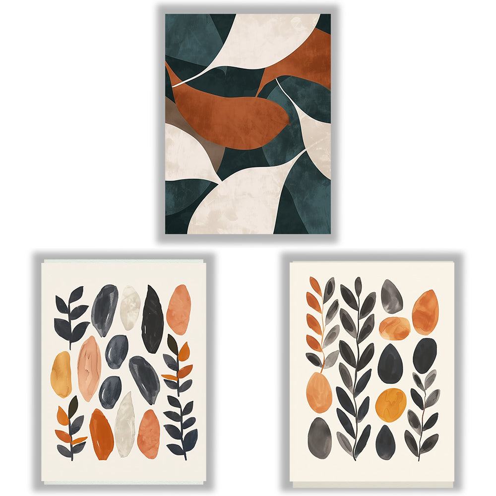 Leaf Mosaic | Set of 3 Botanical & Abstract Wall Art Prints