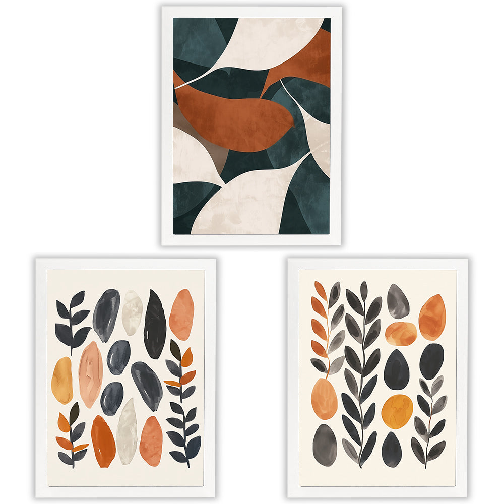 Leaf Mosaic | Set of 3 Botanical & Abstract Wall Art Prints