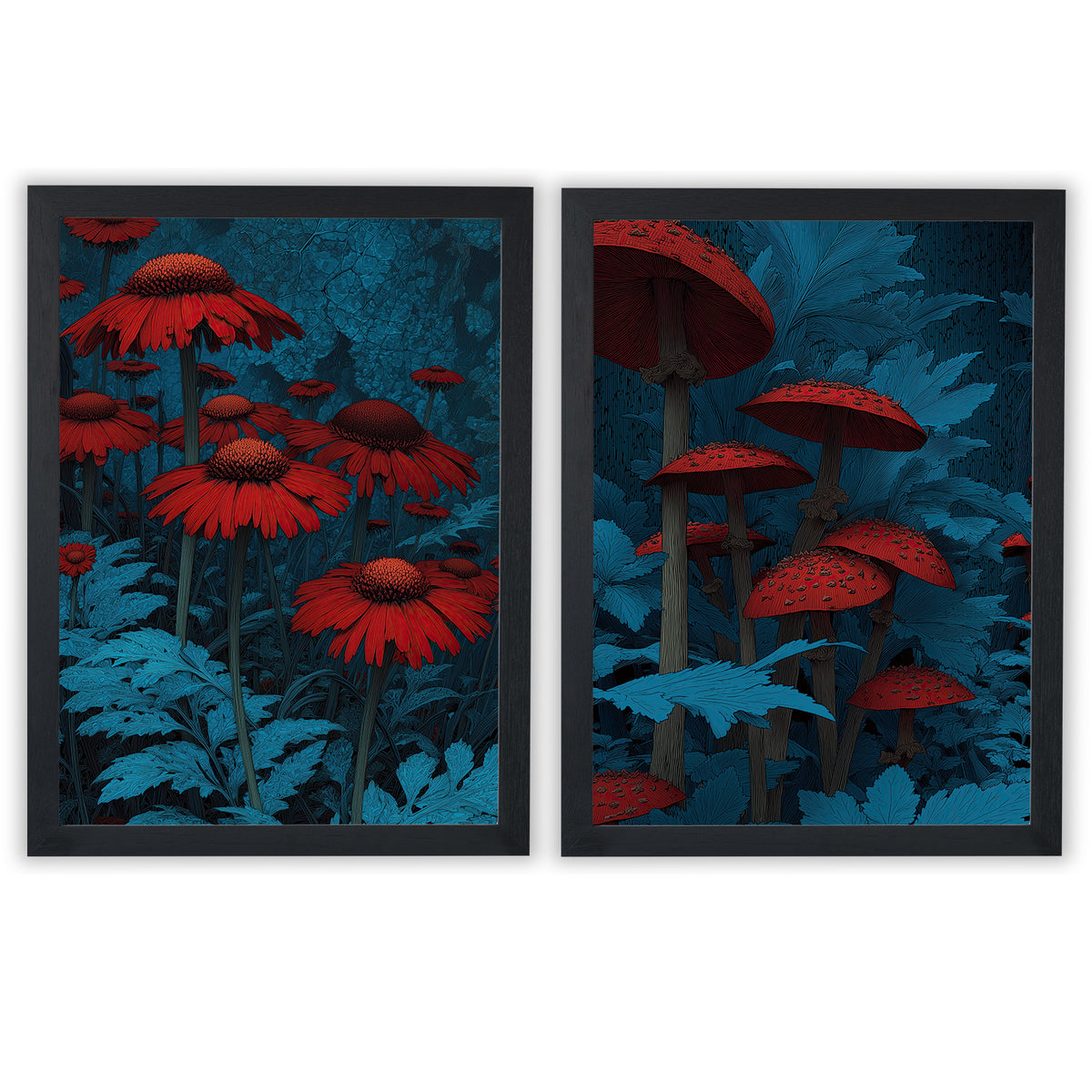 Midnight Botanica | Set of 2 Botanical Prints