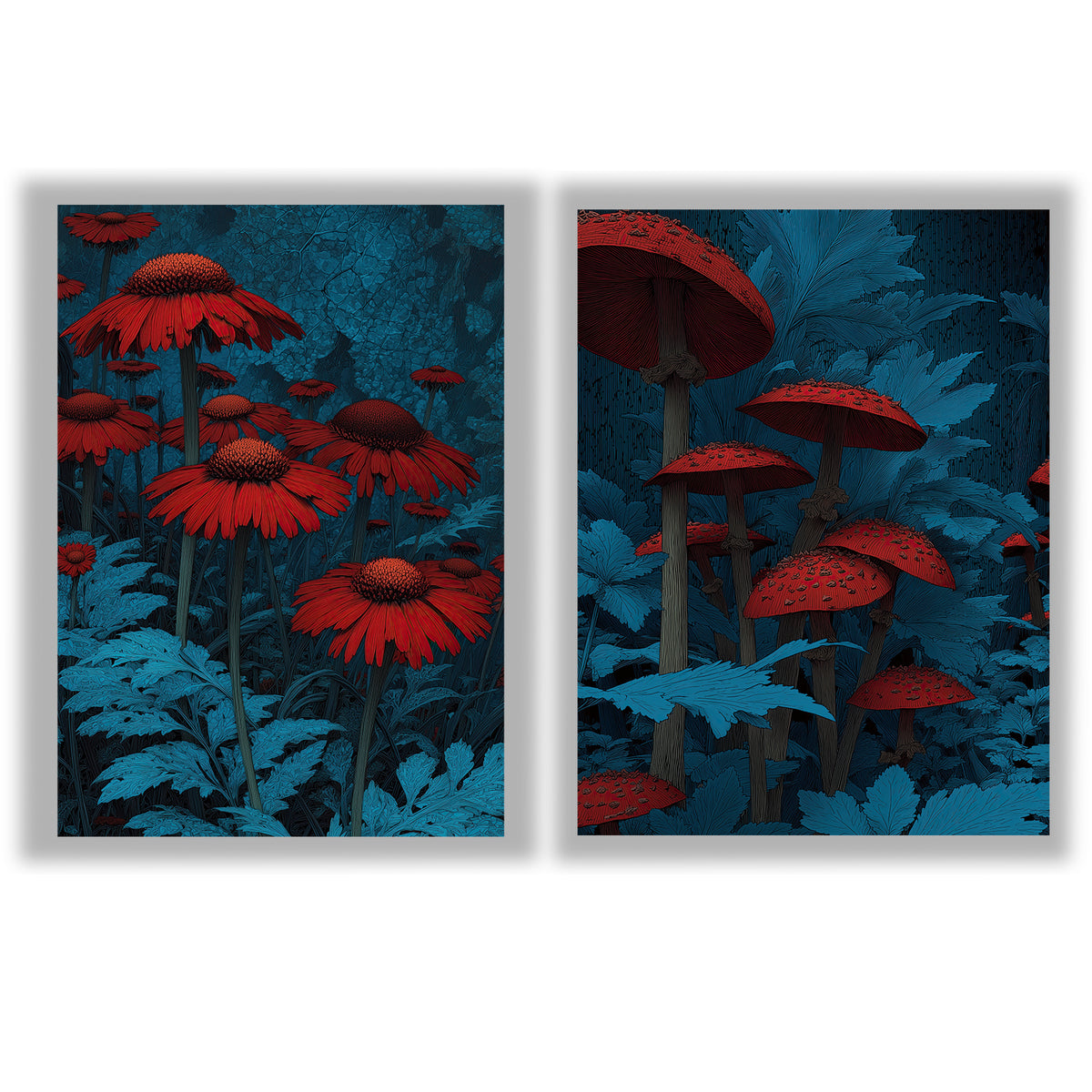 Midnight Botanica | Set of 2 Botanical Prints