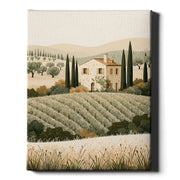 Country Villa Tuscany print, farmhouse among cypress trees, on wrapped canvas