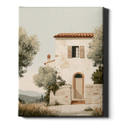 The Country House Tuscany print, stone farmhouse with olive tree, on wrapped canvas