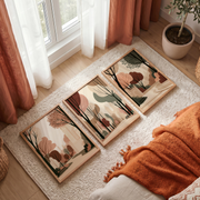 City in Bloom Set of 3 Prints displayed in a bright room, featuring botanical New York wall art