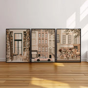 New York Stories Set of 3 Prints featuring brownstone architecture, books and neighbourhood life