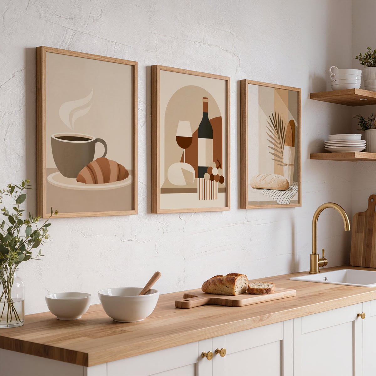 Café & Pantry | Set of 3 Kitchen Wall Art Prints