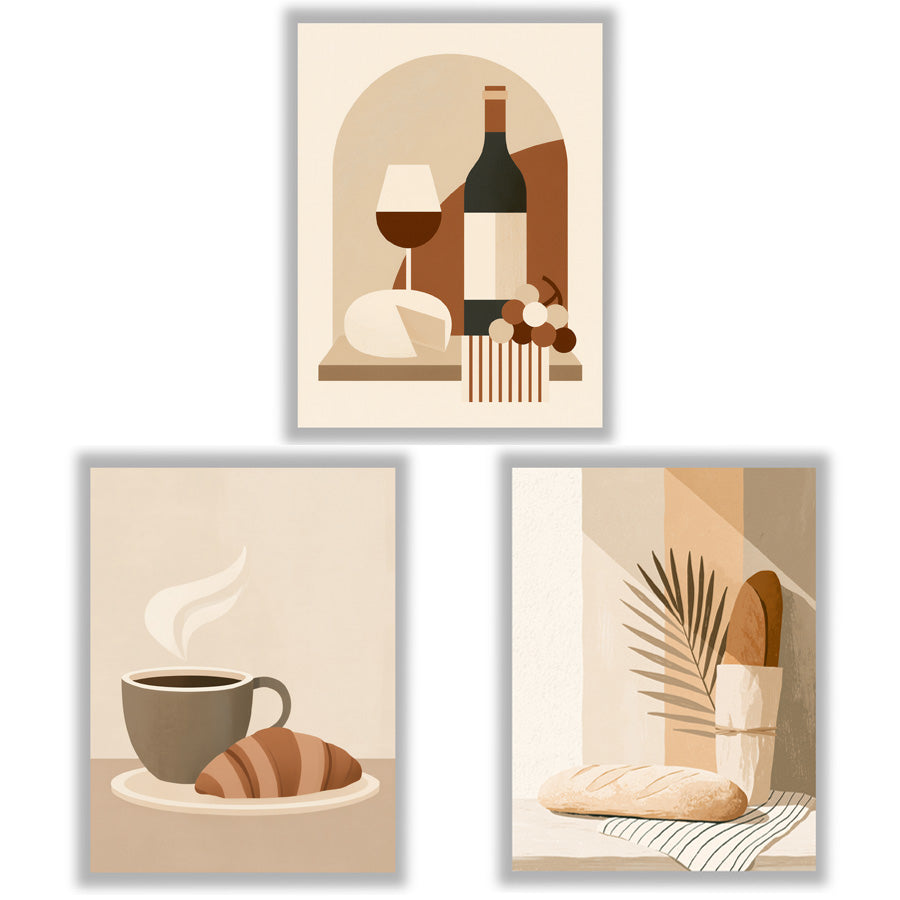 Café & Pantry | Set of 3 Kitchen Wall Art Prints