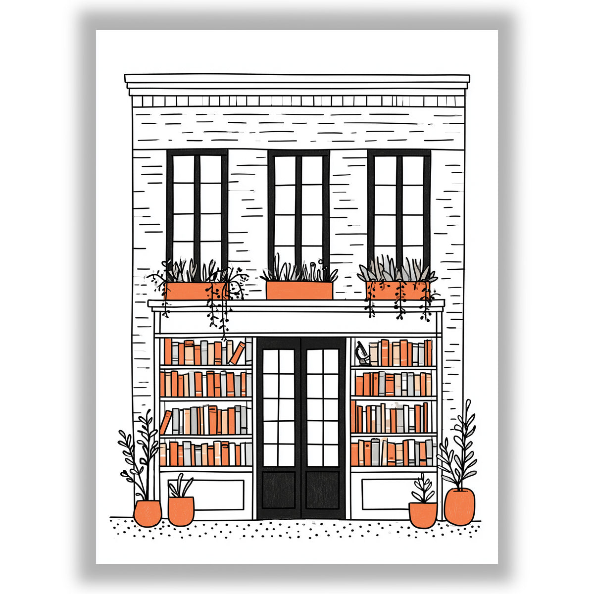 Ink & Orange – The Bookshop | Home Library Print