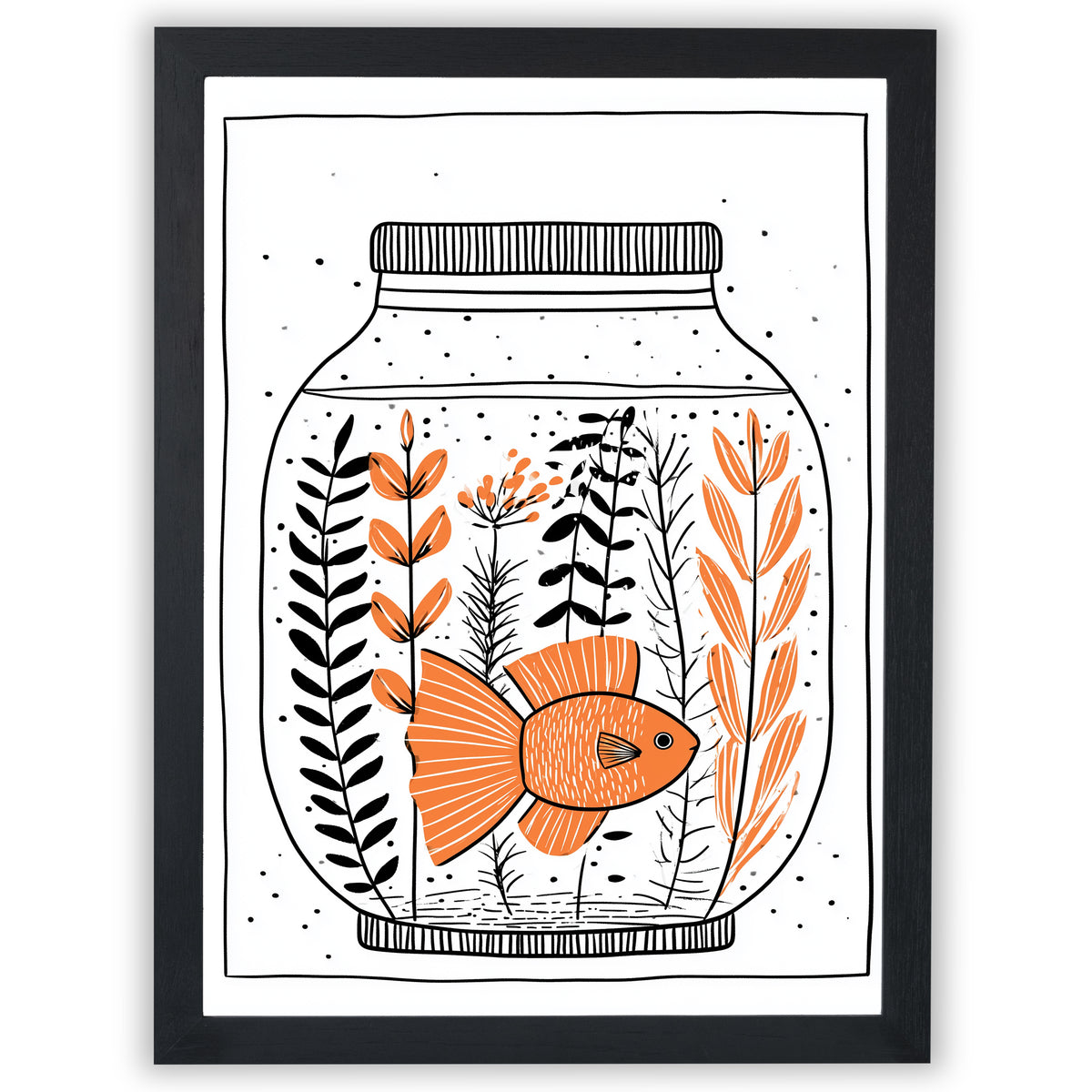 Ink & Orange – Fish in a Jar | Minimalist Fish Wall Art